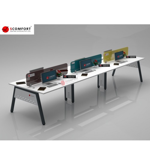 Scomfort SC-WRT 28 Modern Sharing Workstation with Glass Partition
