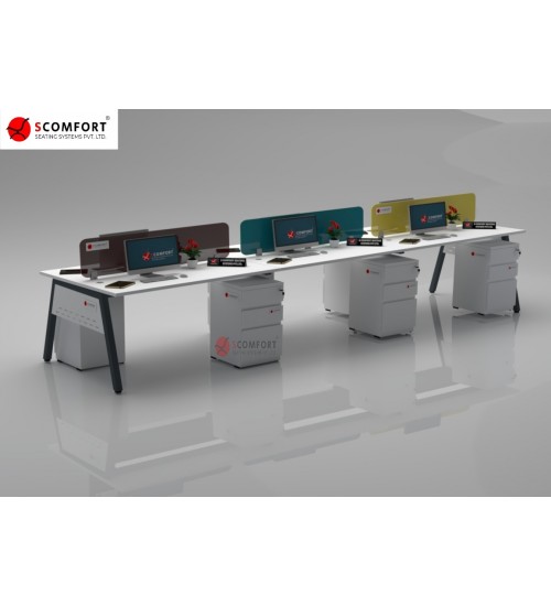 Scomfort SC-WRT 31 Sharing Workstation with Glass Partition & 3 Drawer Pedestal