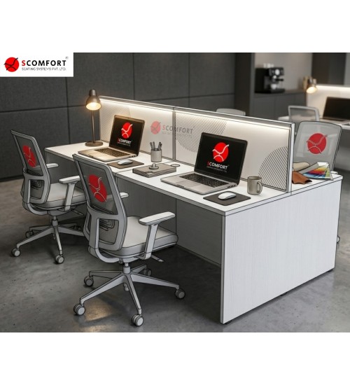 Scomfort SC-WRT 37 4 Seater Cluster Workstation with Privacy Partition