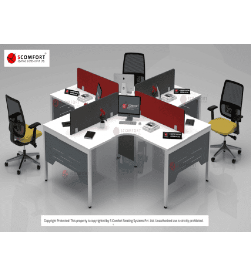 Scomfort SC-WRT10 Office Curve Sharing Workstation with Seating Capacity 4 people 